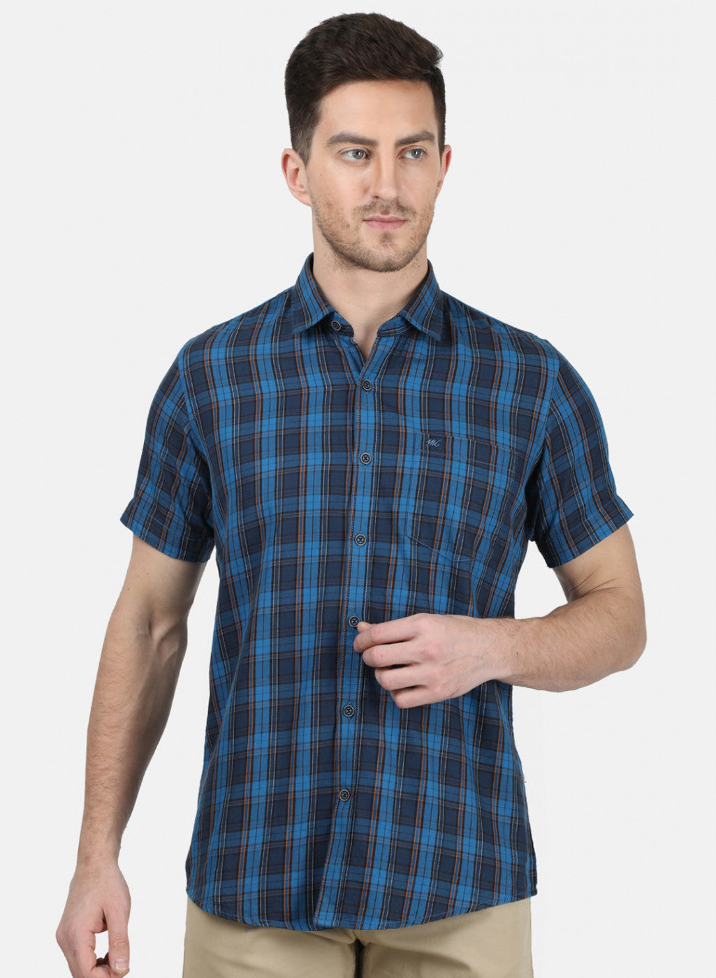 Mens Blue Check Shirt