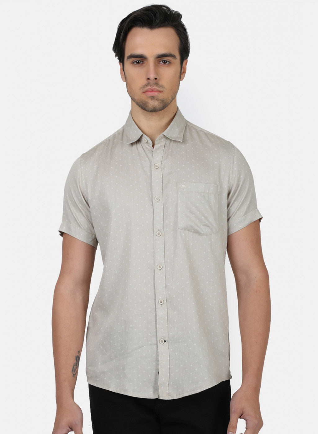 Men Beige Printed Shirts