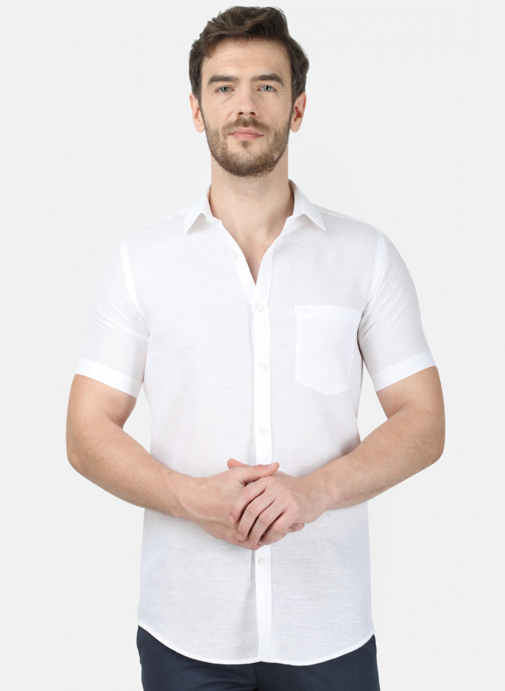 Mens White Solid Shirt