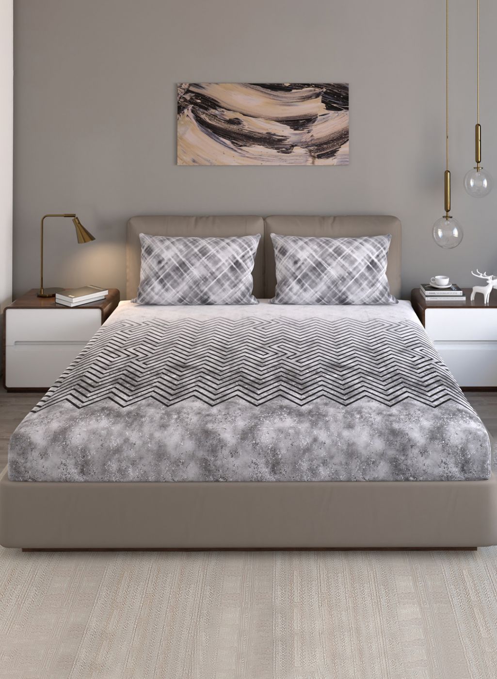 140TC Pure Cotton King Bedsheet with 2 Pillow Covers