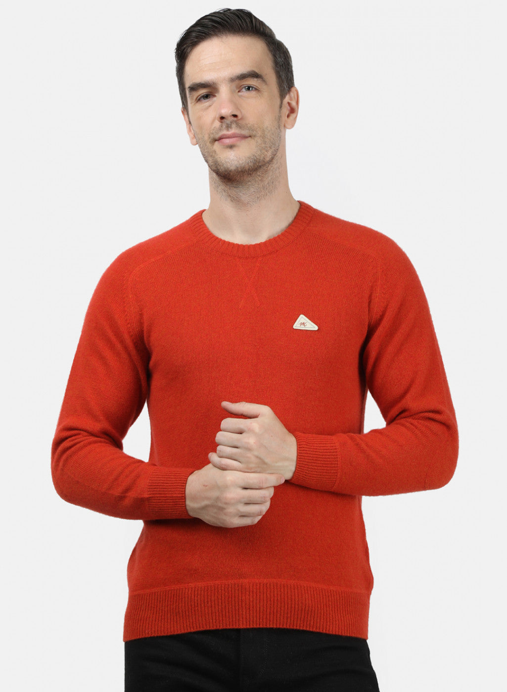 Men Orange Solid Pullover