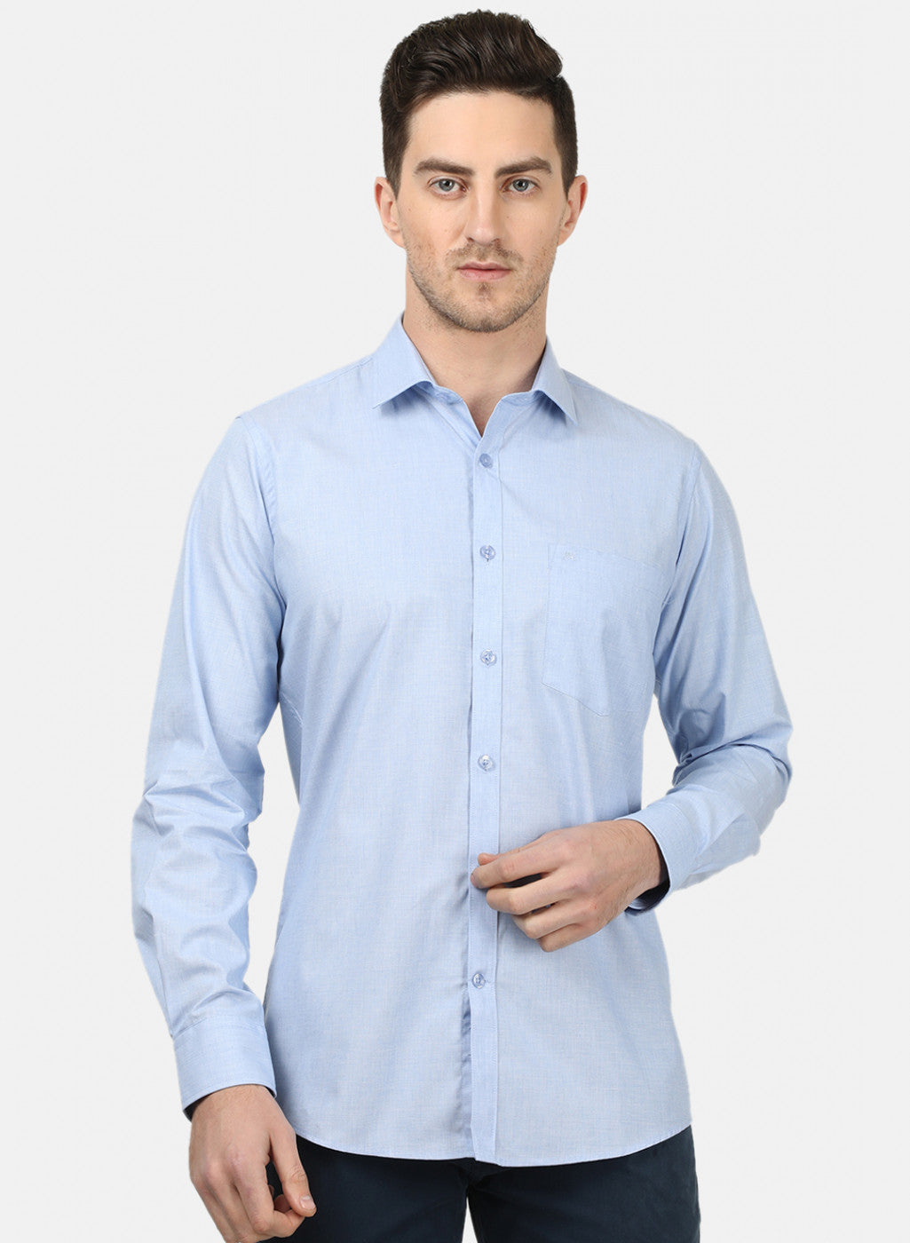 Mens Sky Blue Solid Shirts