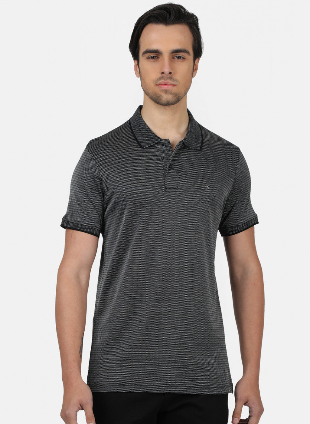 Men Black jacquard T-Shirts