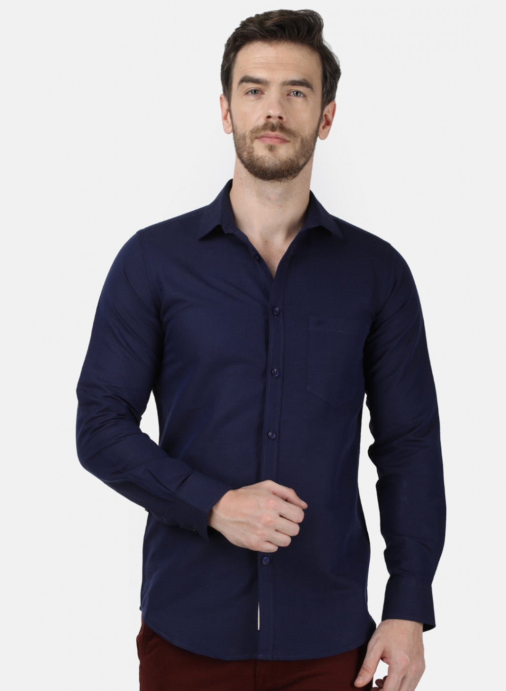 Mens NAvy Blue Solid Shirt
