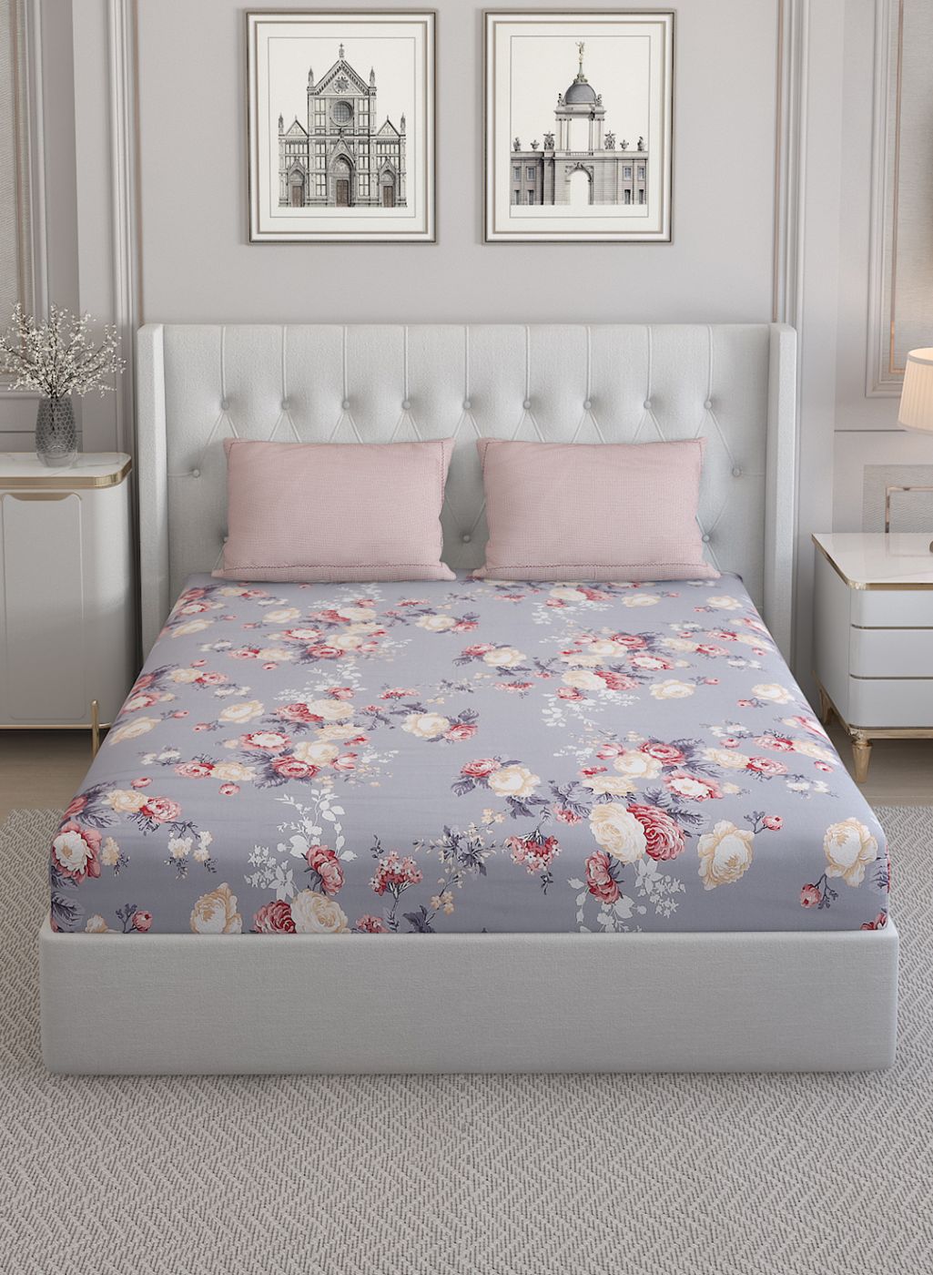 200TC Pure Cotton Queen Bedsheet with 2 Pillow Covers