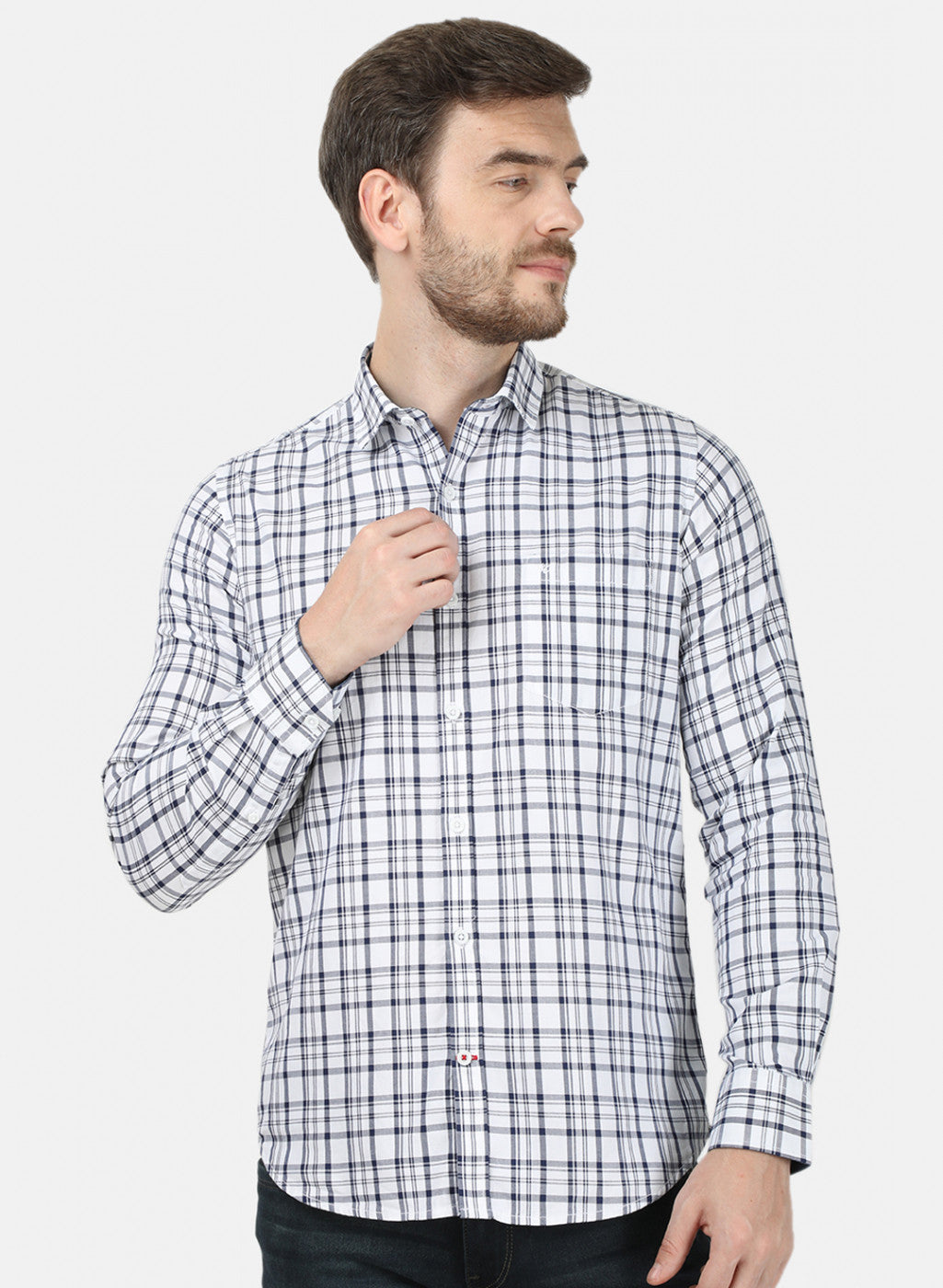 Mens White Check Shirt