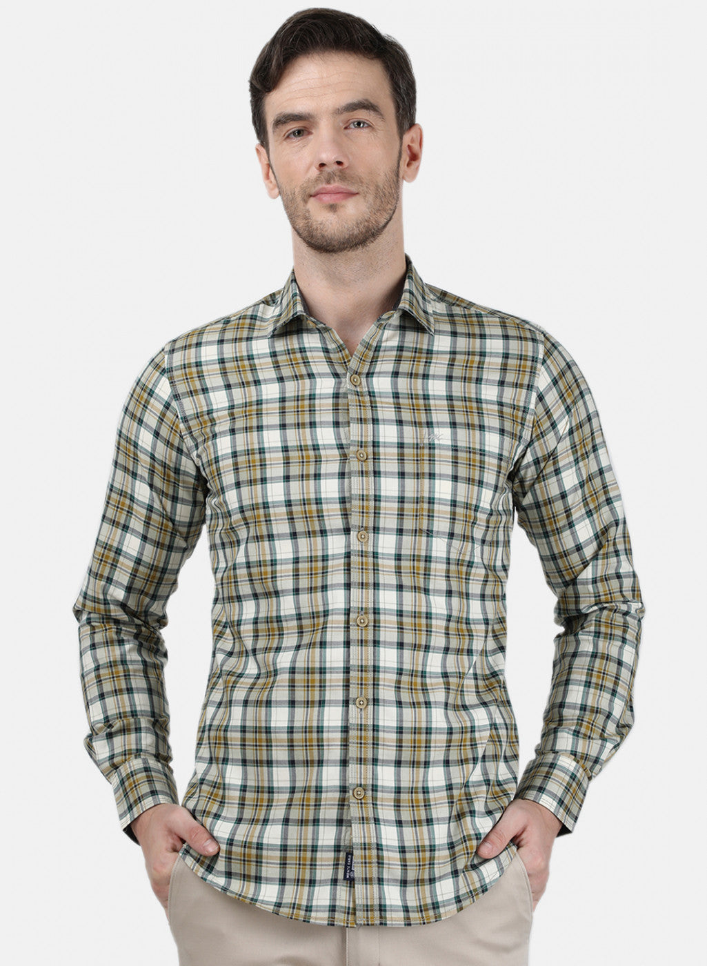 Mens Beige Check Shirt