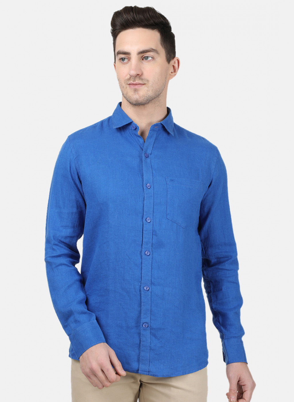 Mens Royal Blue Solid Shirt
