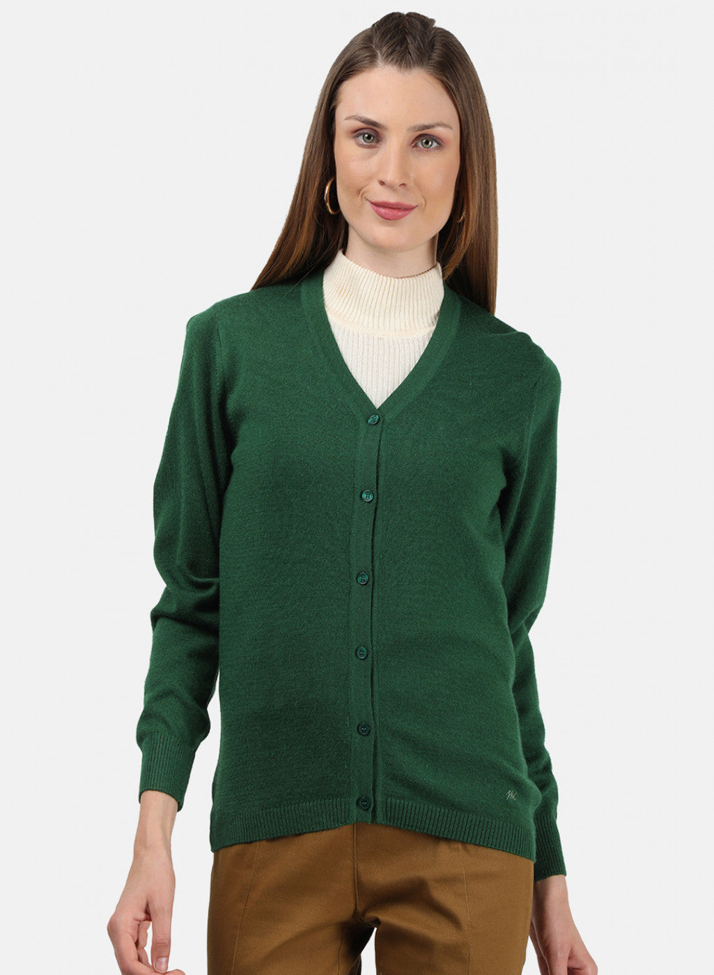 Women Green Solid Cardigan