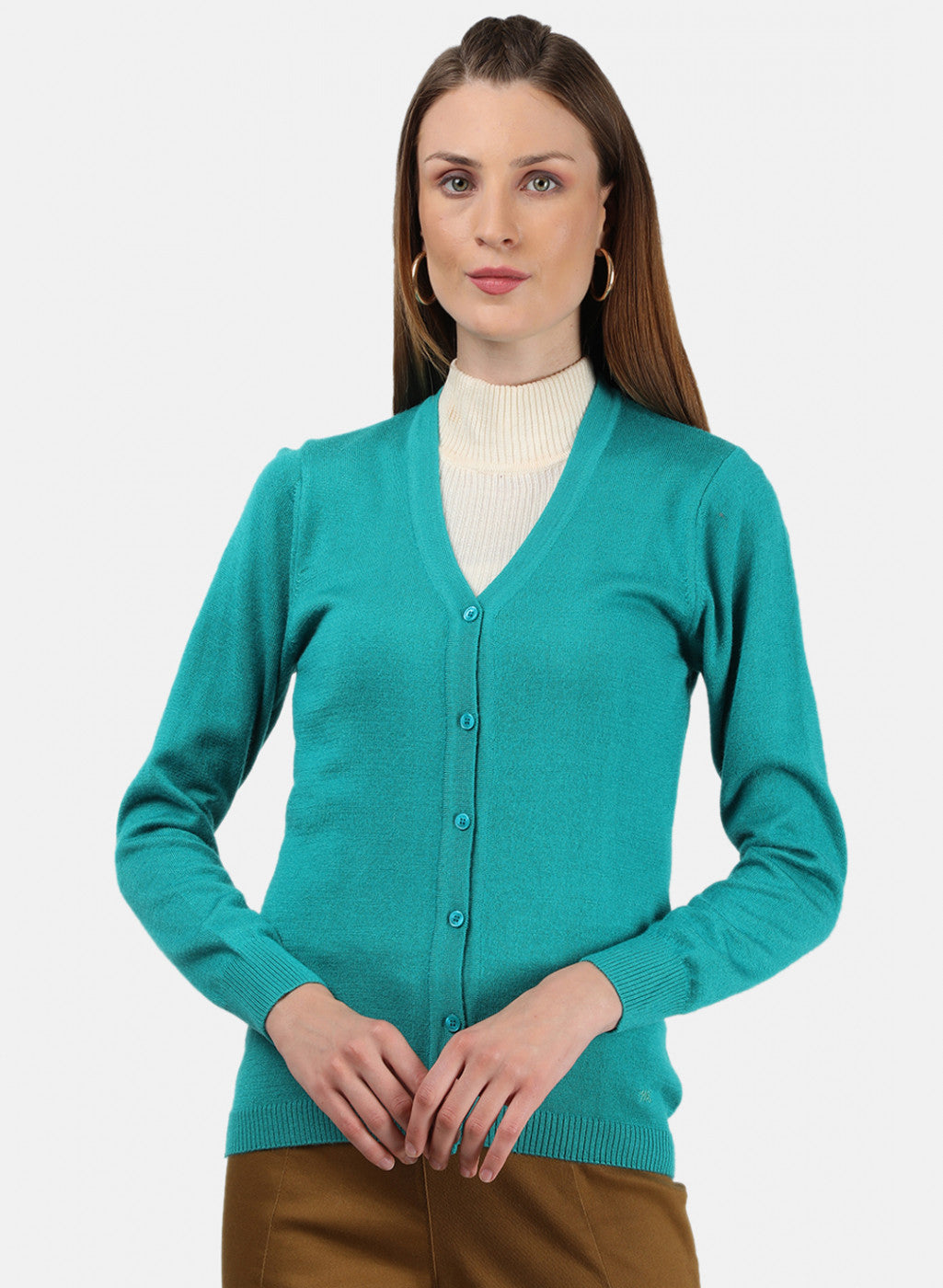 Women Light Green Solid Cardigan
