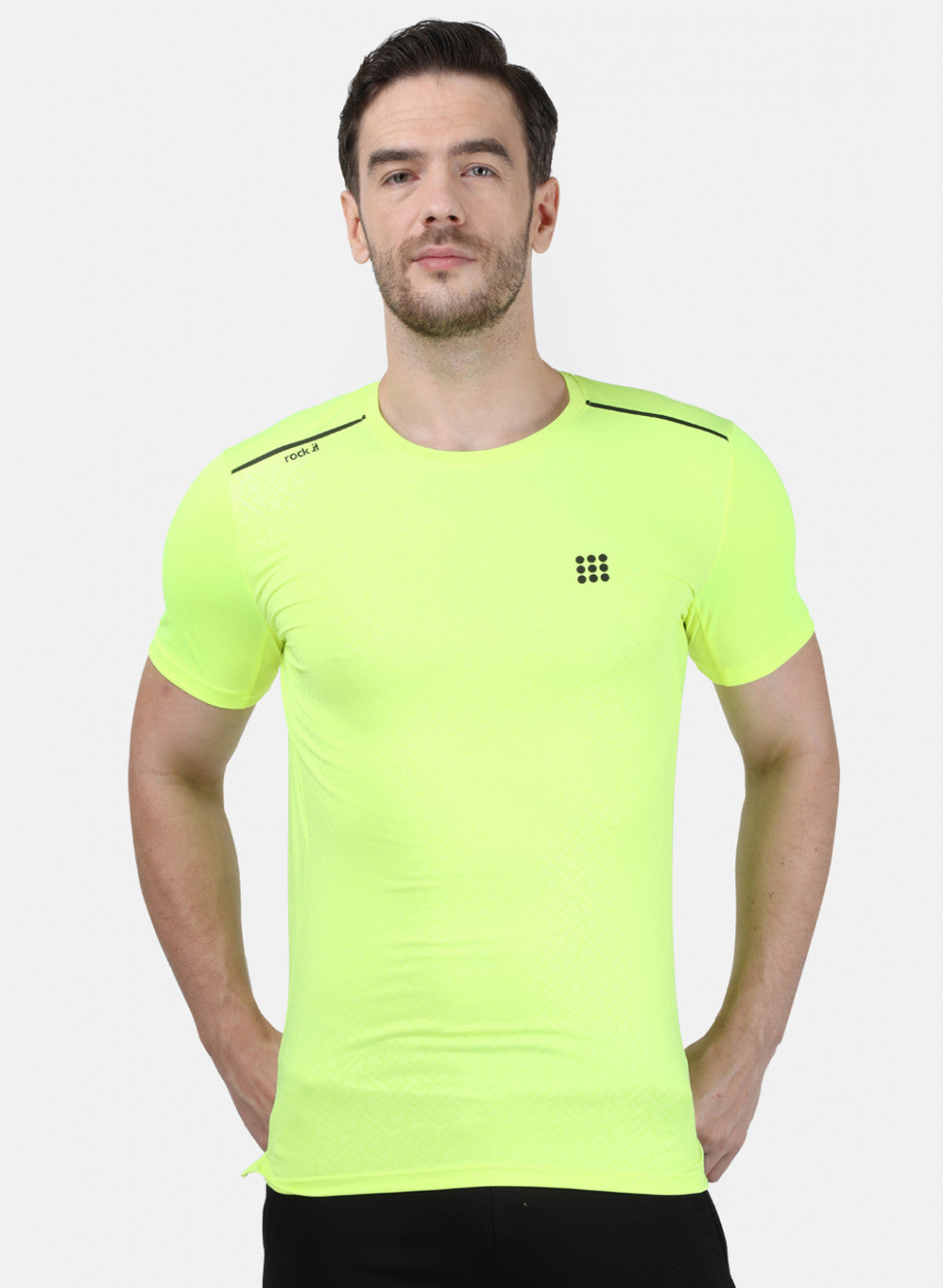 Rock.it Men Green Plain T-Shirt