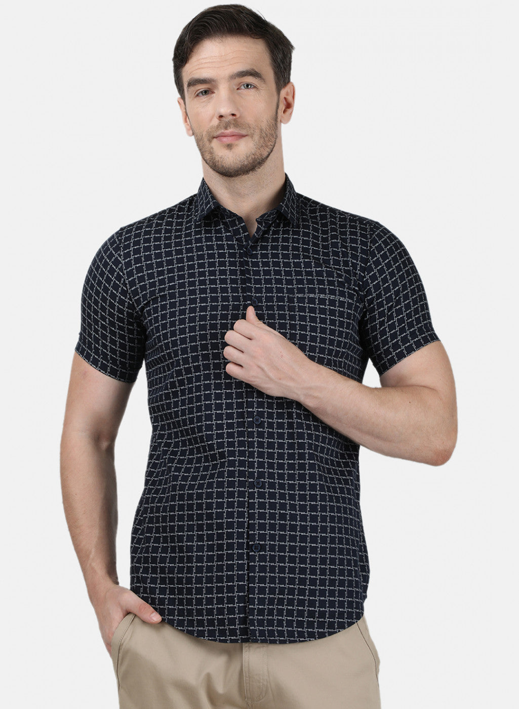 Mens NAvy Blue Printed Shirt