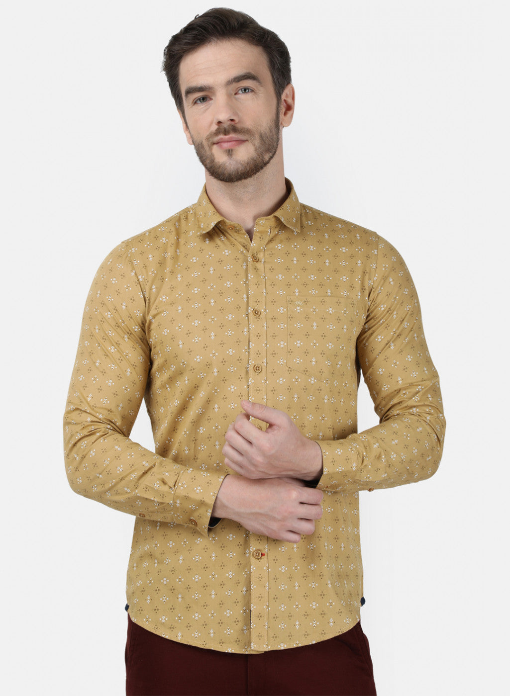 Mens Brown Printed Shirt