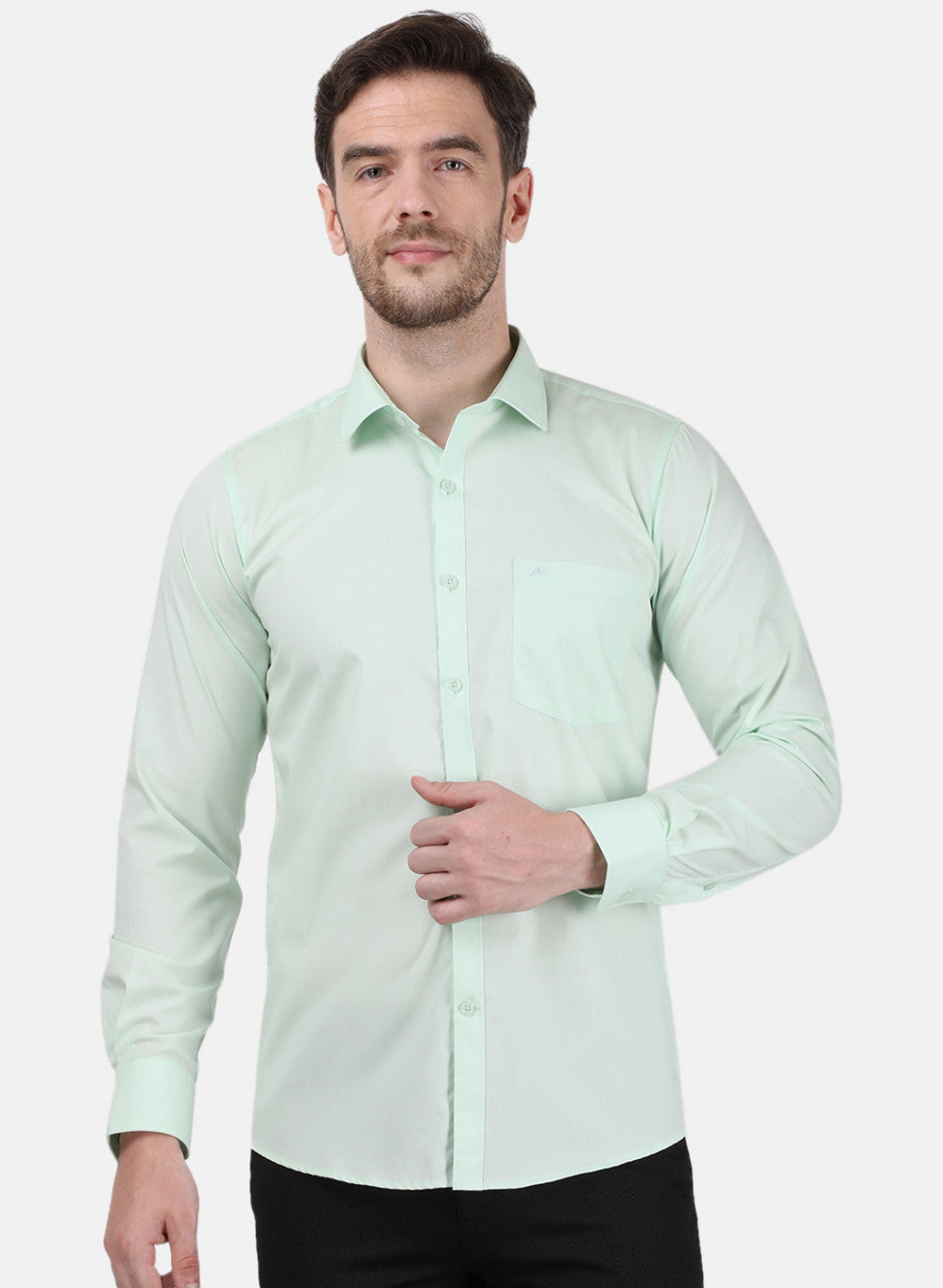 Mens Green Solid Shirts