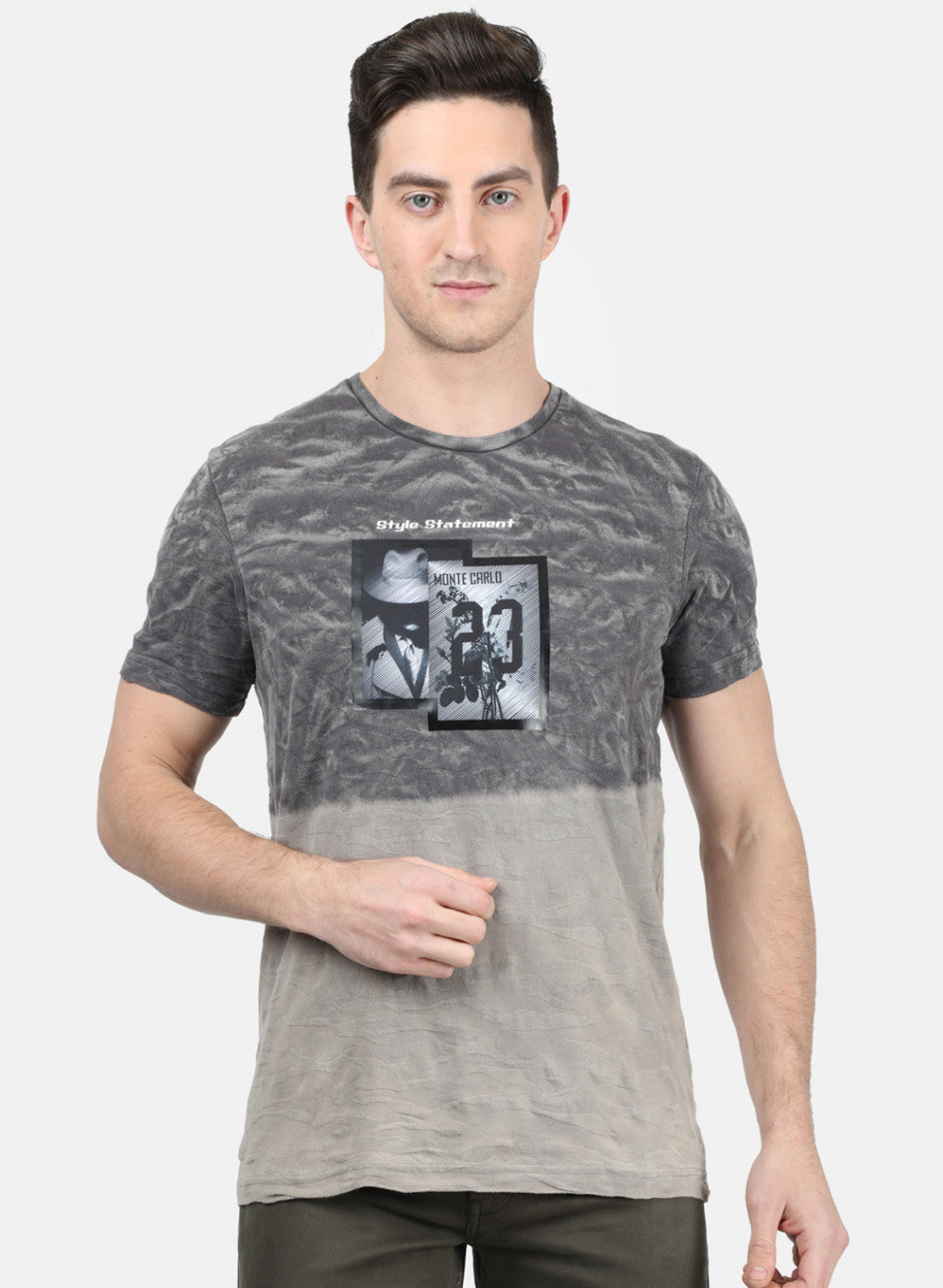 Mens Grey Printed T-Shirt