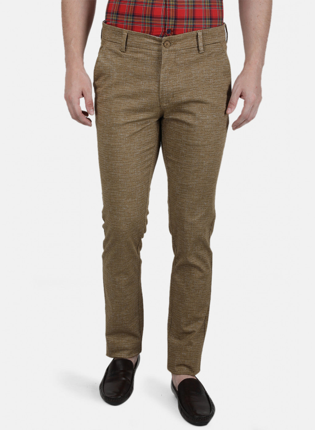 Mens Brown Printed Trousers