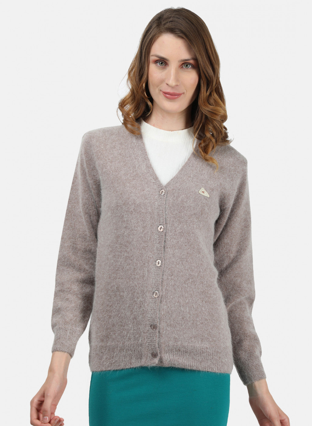 Women Light Brown Solid Cardigan