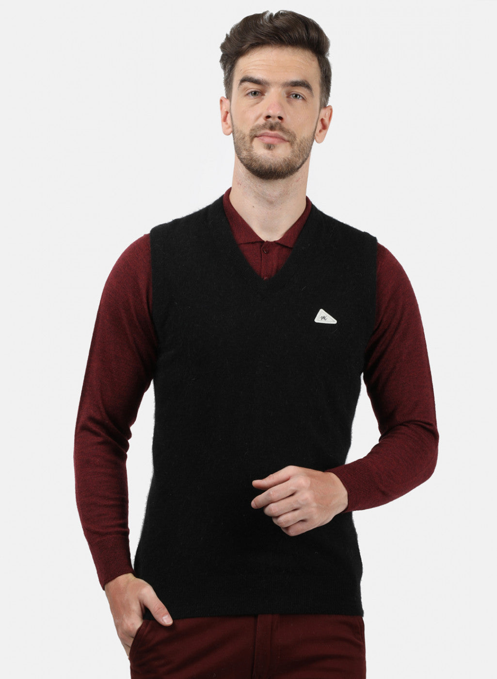 Men Black Solid Sweater