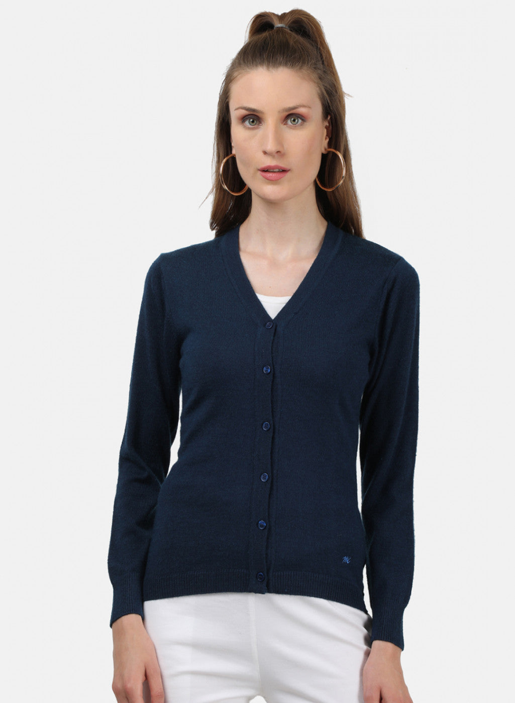 Women NAvy Blue Solid Cardigan