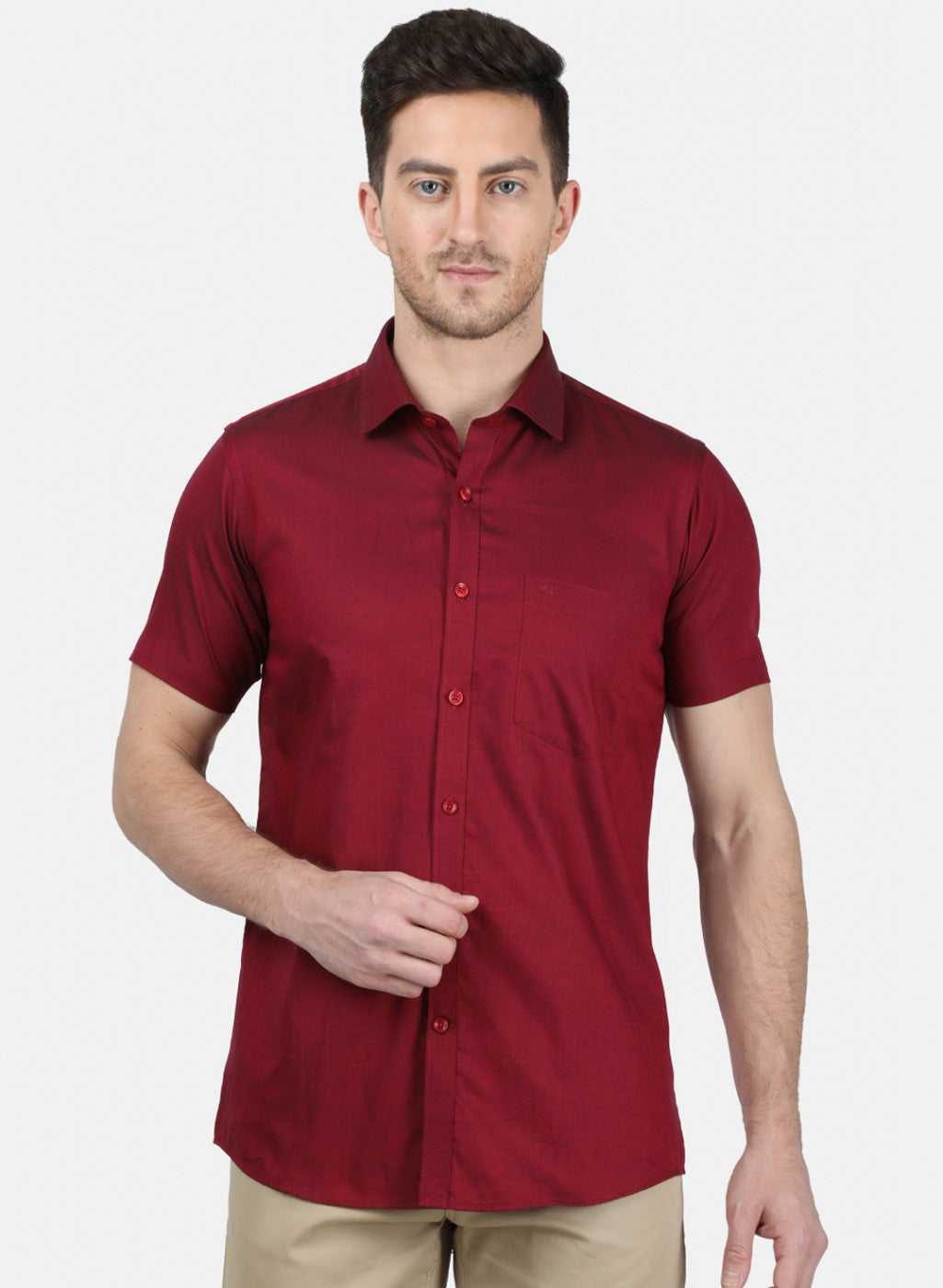 Mens Maroon Printed Shirt