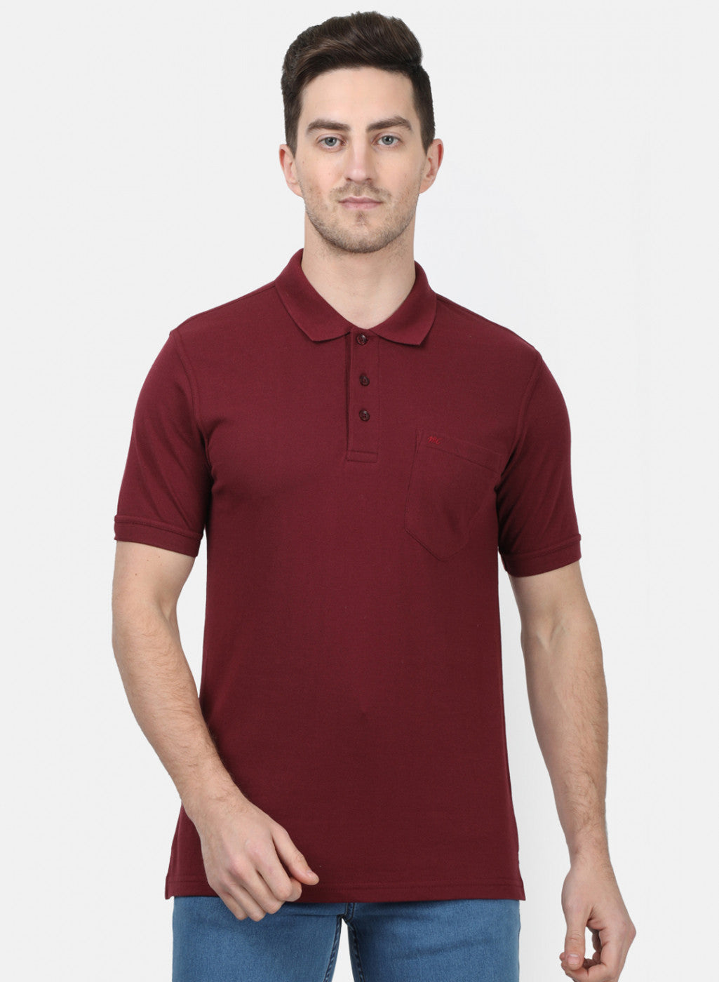 Mens Maroon Plain T-Shirts