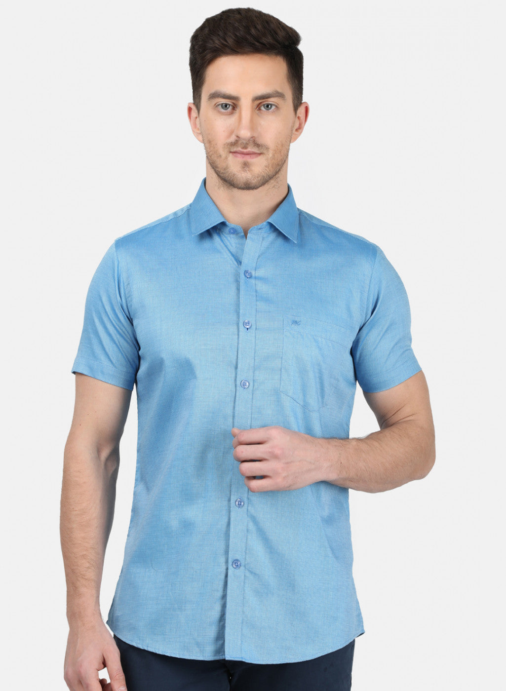 Mens Blue Printed Shirt