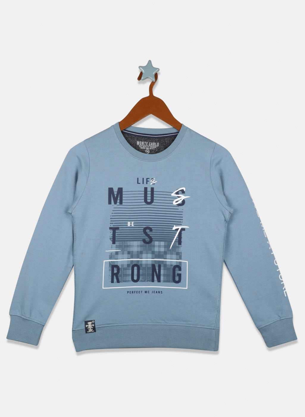 Boys Blue Printed Sweatshirt