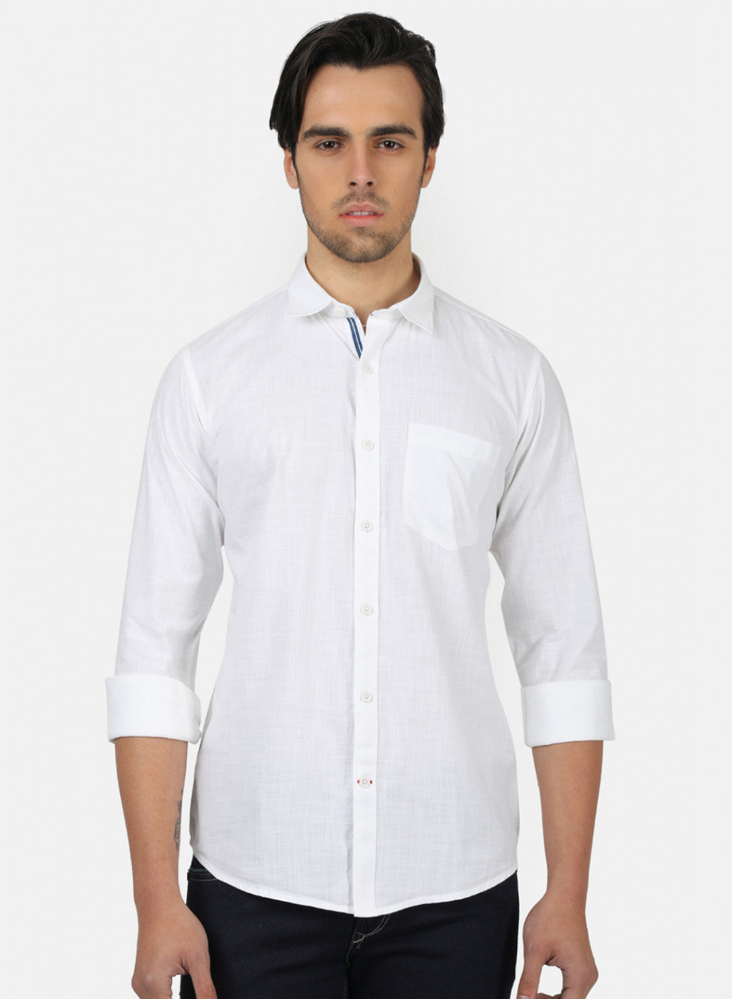 Men White Solid Shirts