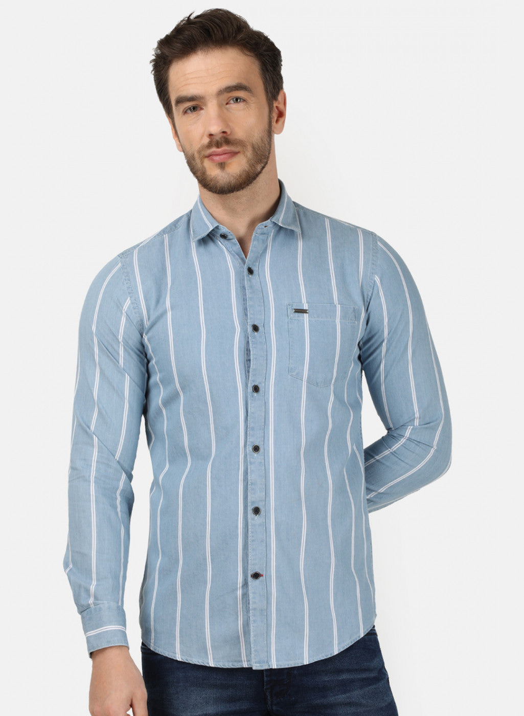 Mens Blue Stripe Shirt