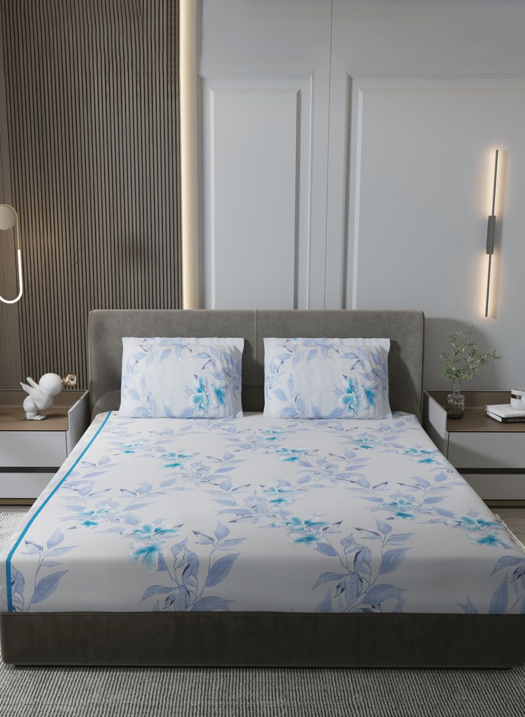 120TC Pure Cotton Queen Bedsheet with 2 Pillow Covers