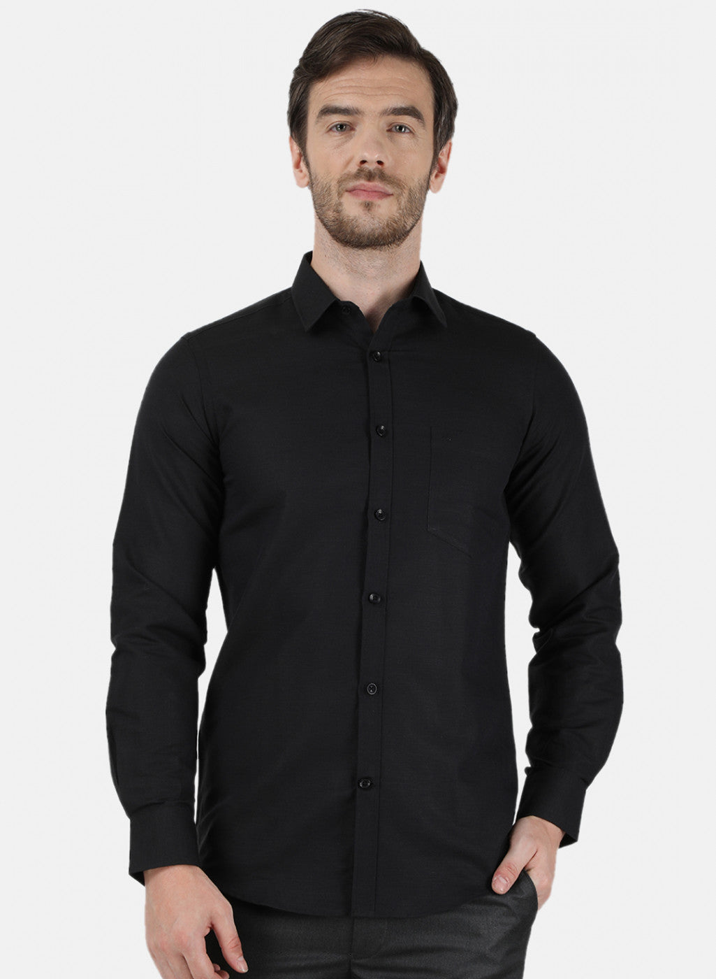Mens Black Solid Shirt