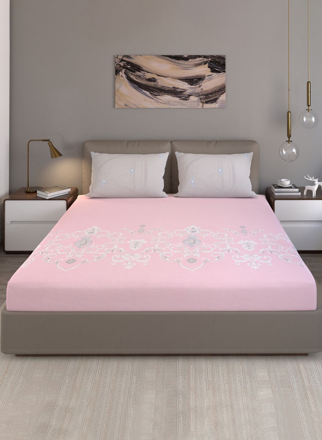 200TC Pure Cotton Queen Bedsheet with 2 Pillow Covers