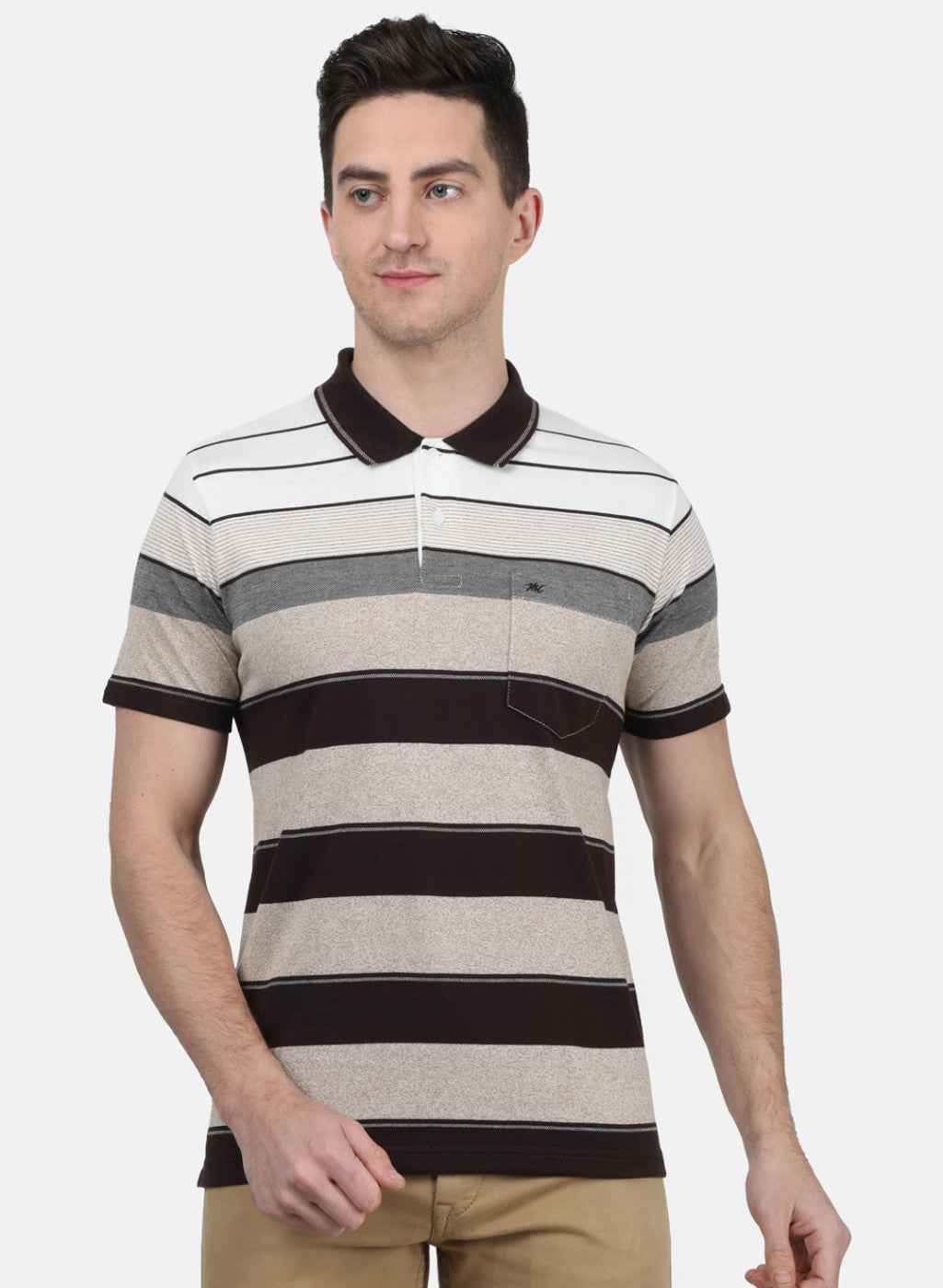 Mens Beige Stripe T-Shirt