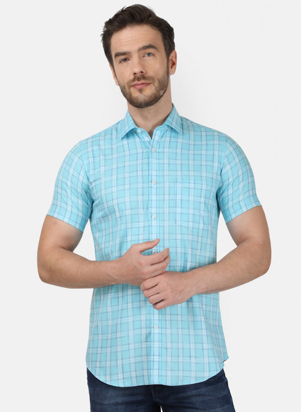 Mens Blue Check Shirt