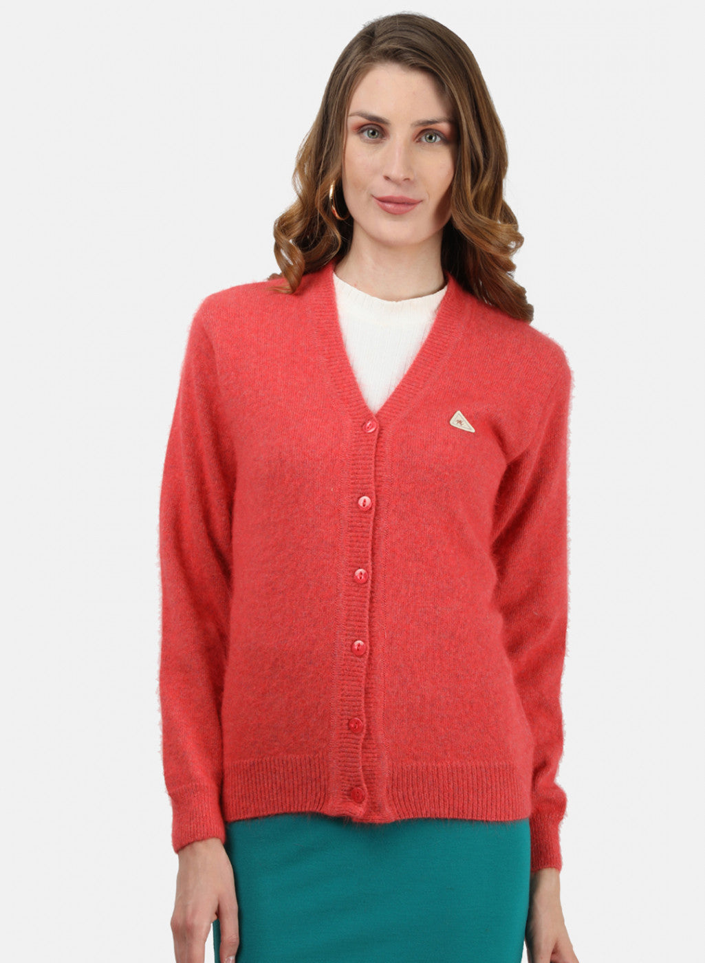 Women Light Orange Solid Cardigan