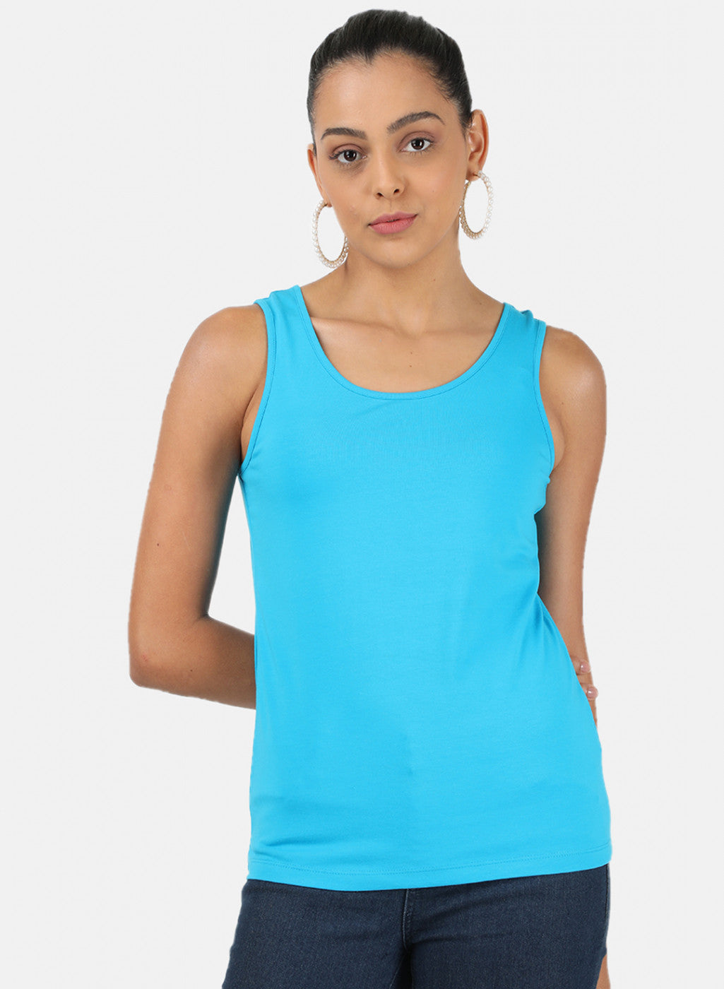 Womens Blue Plain Spaghetti