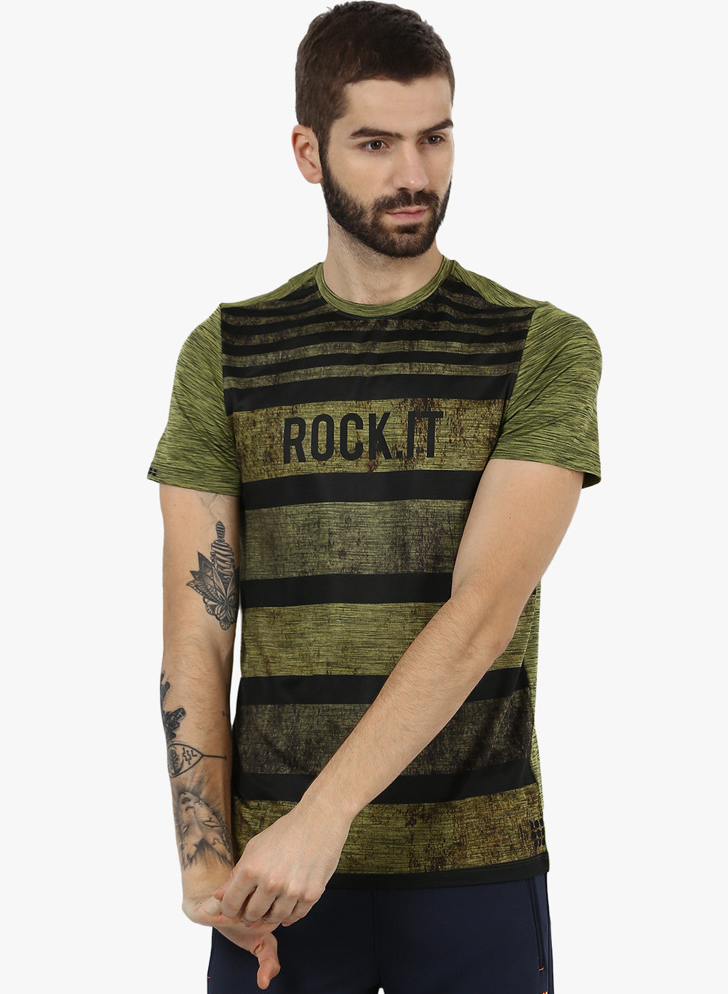 Rockit Olive Round Neck Smart Fit T-Shirt
