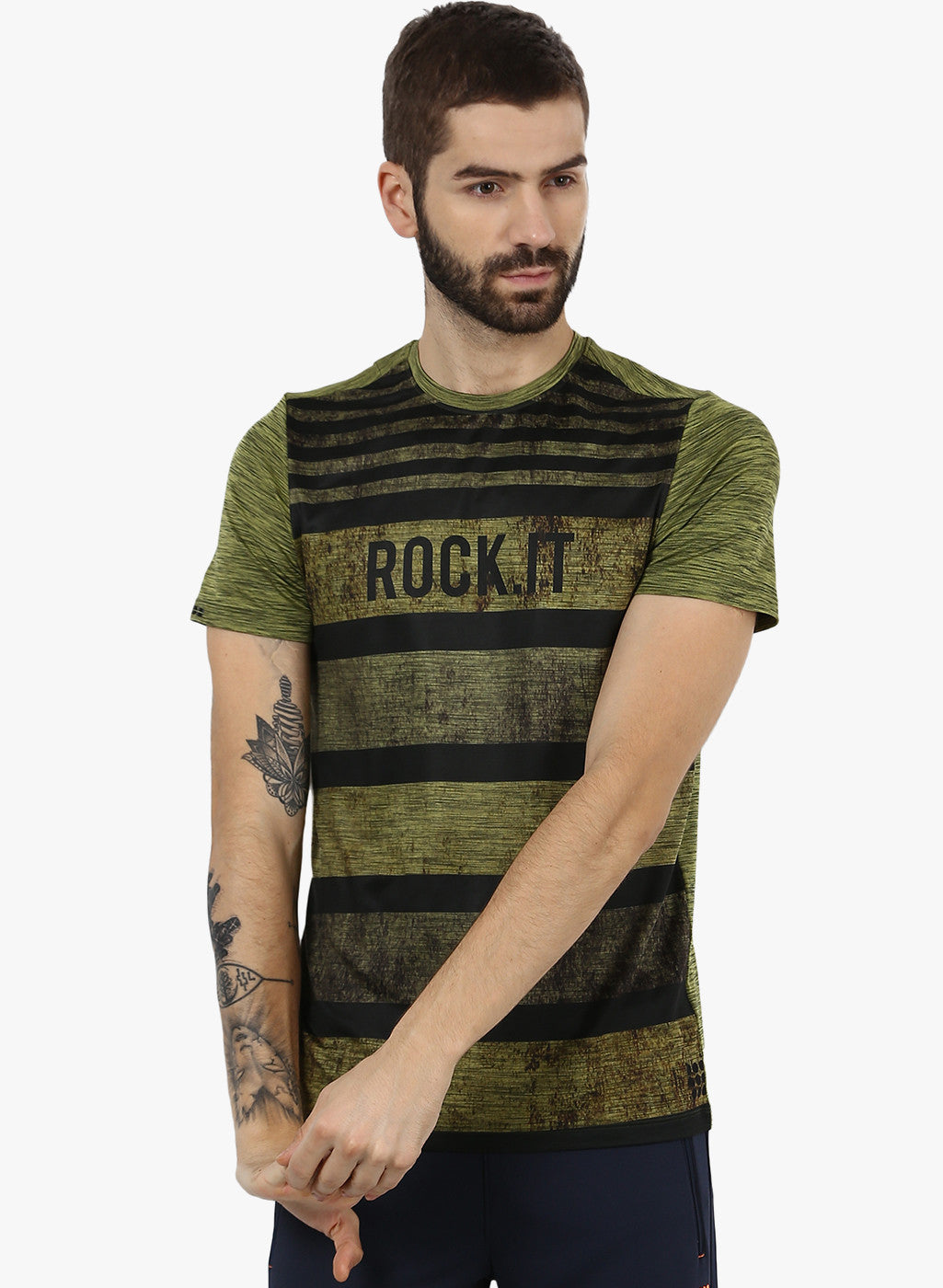 Rock.it Olive Round Neck Smart Fit T-Shirt