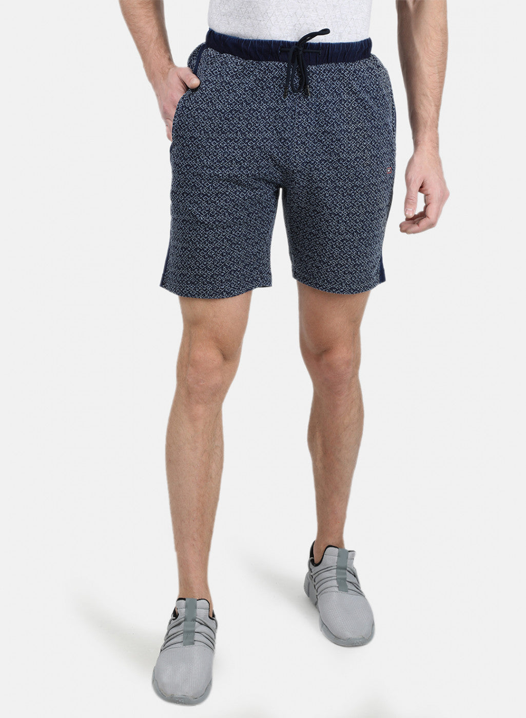 Mens Blue Self Design Bermuda