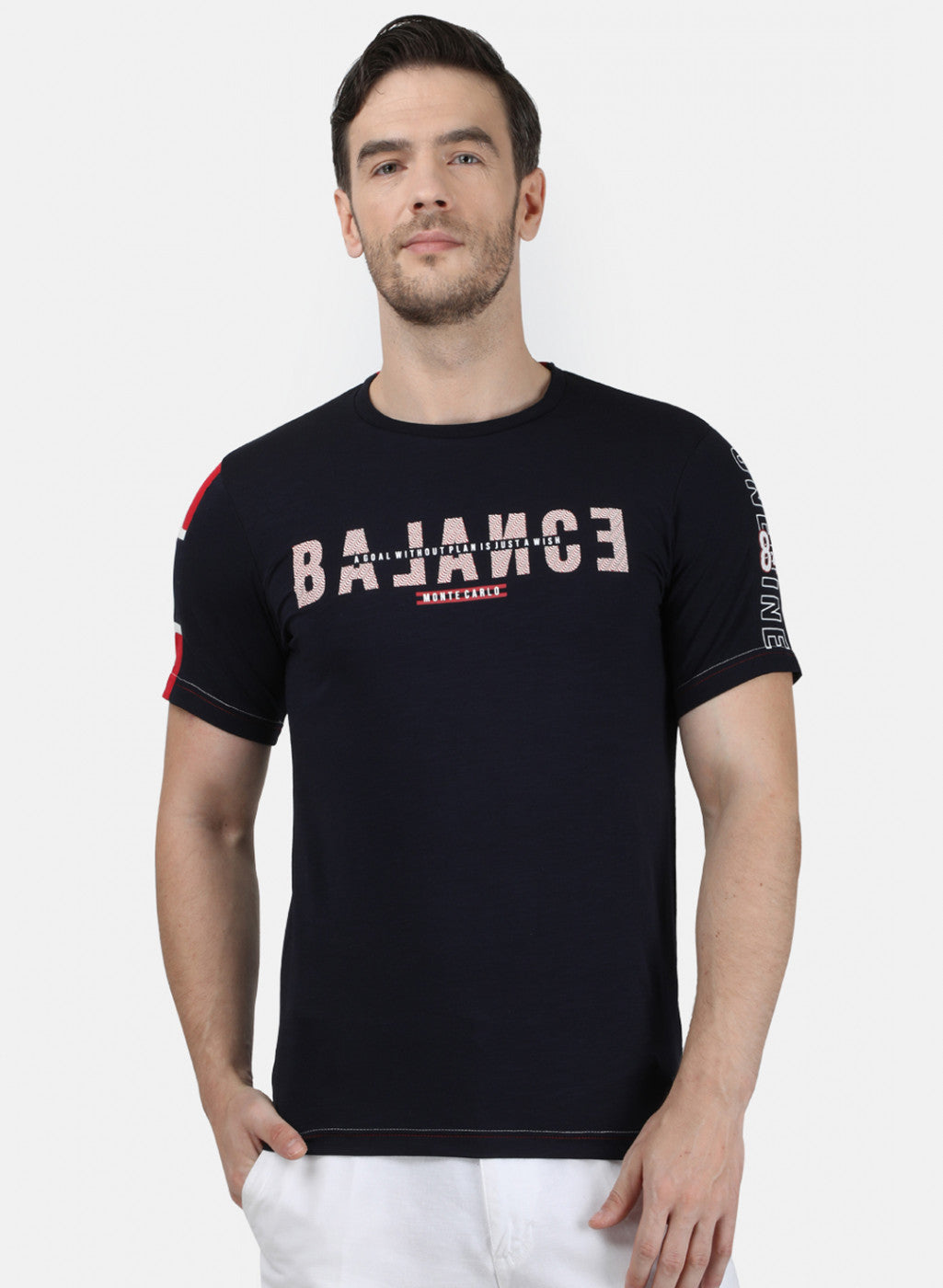 Mens NAvy Blue Printed T-Shirt