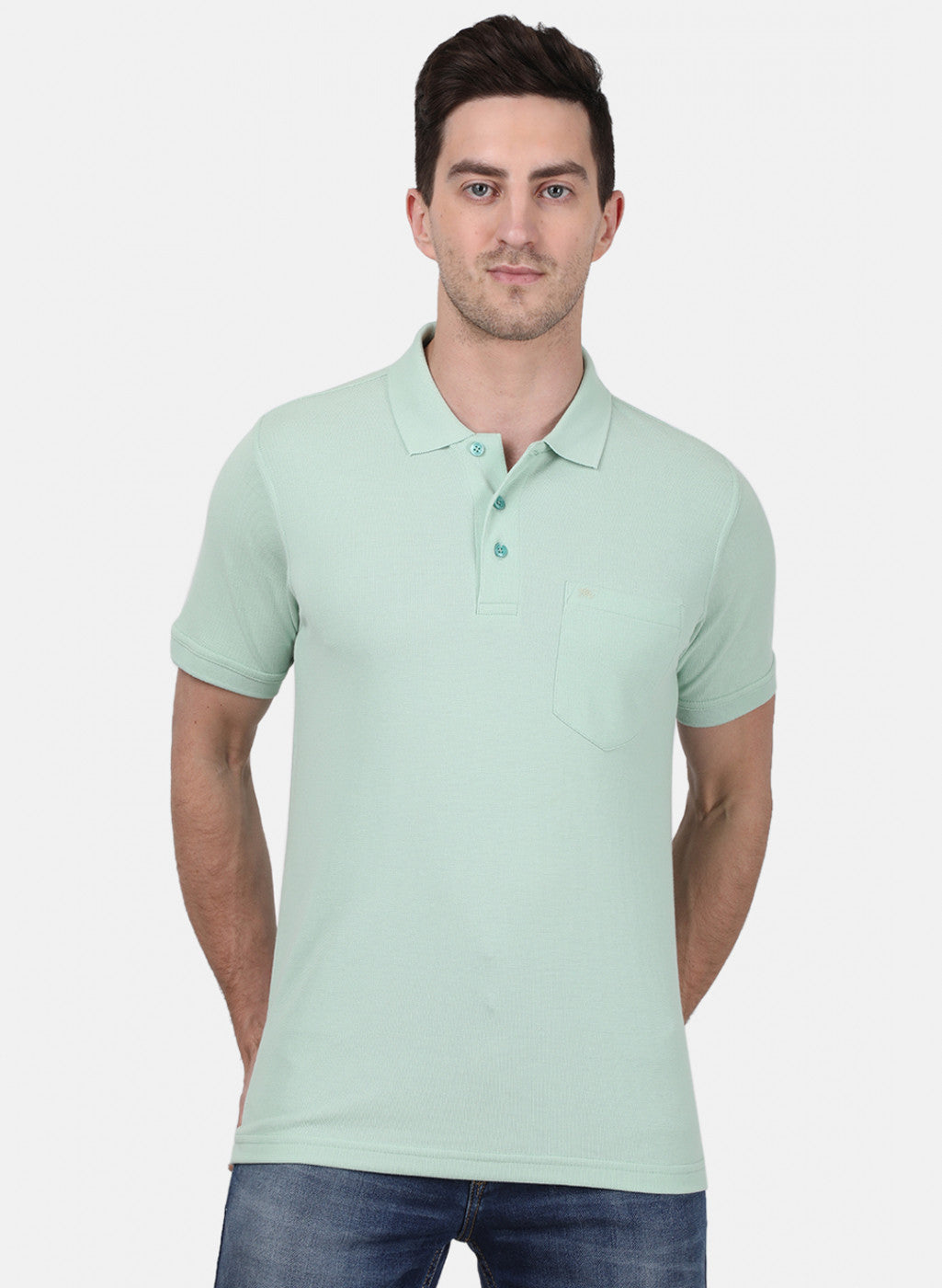 Mens Light Green Plain T-Shirt