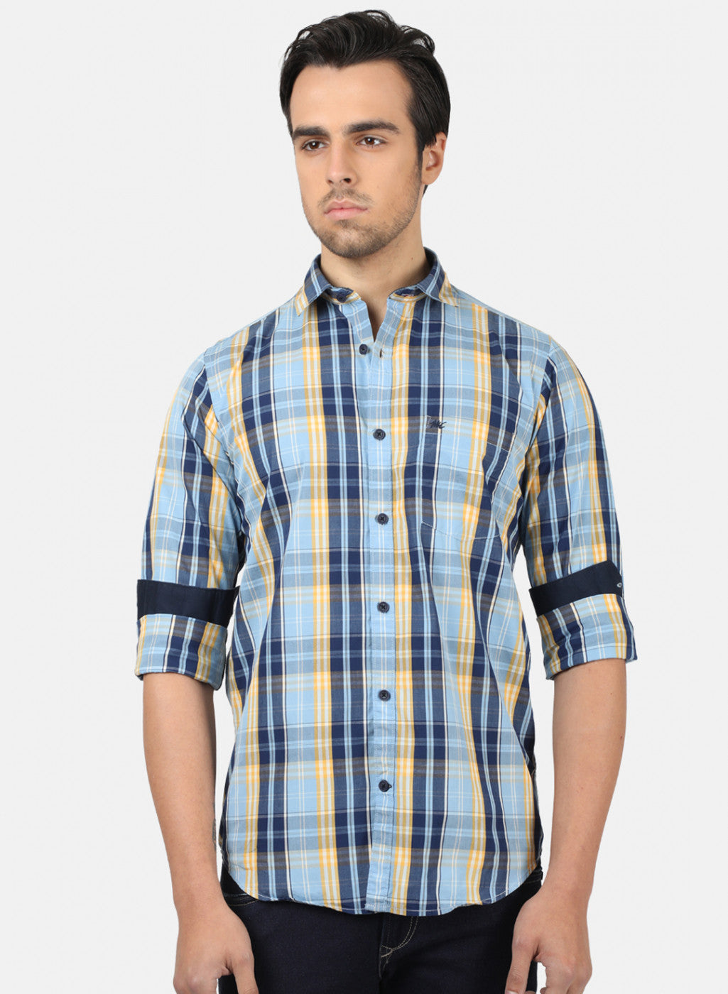 Men Blue Check Shirts