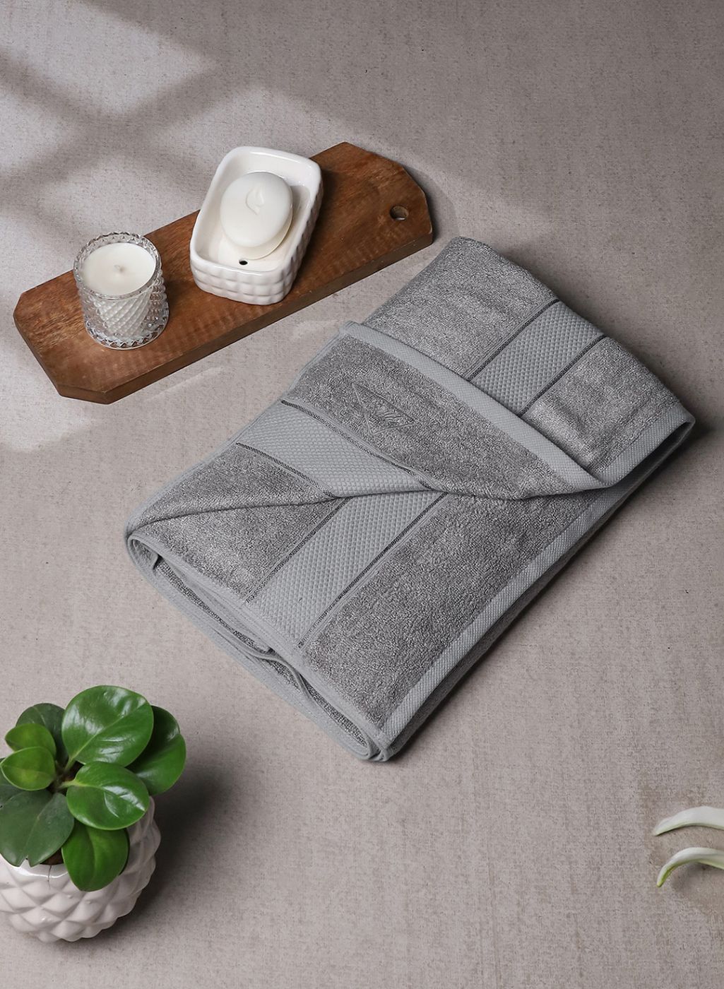 Grey Cotton 600 GSM Bath Towel