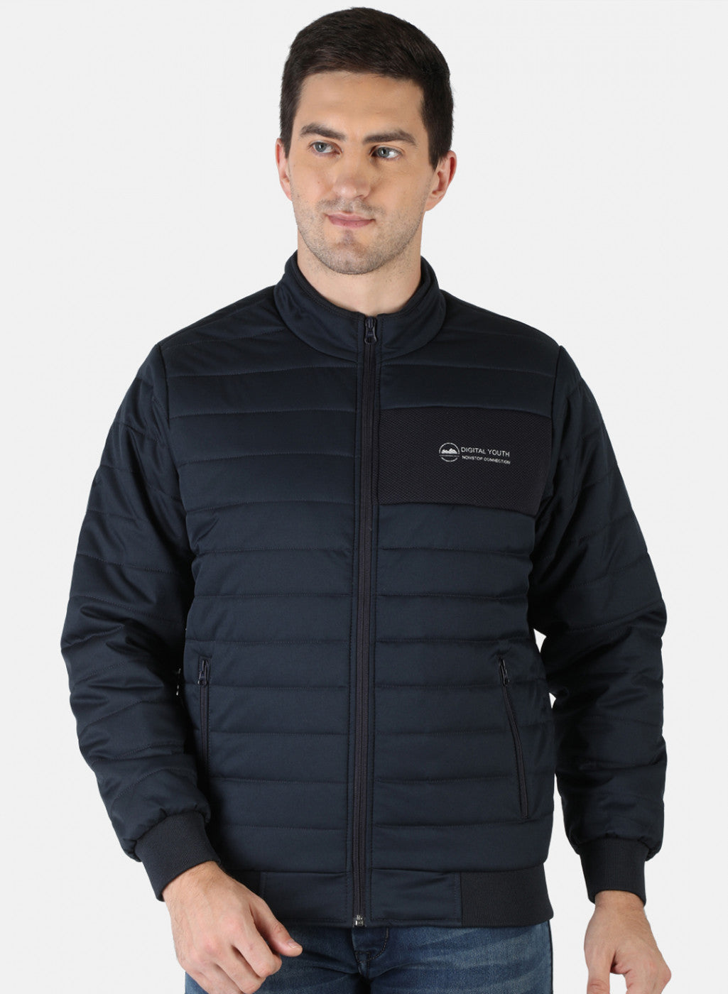Men NAvy Blue Solid Jacket