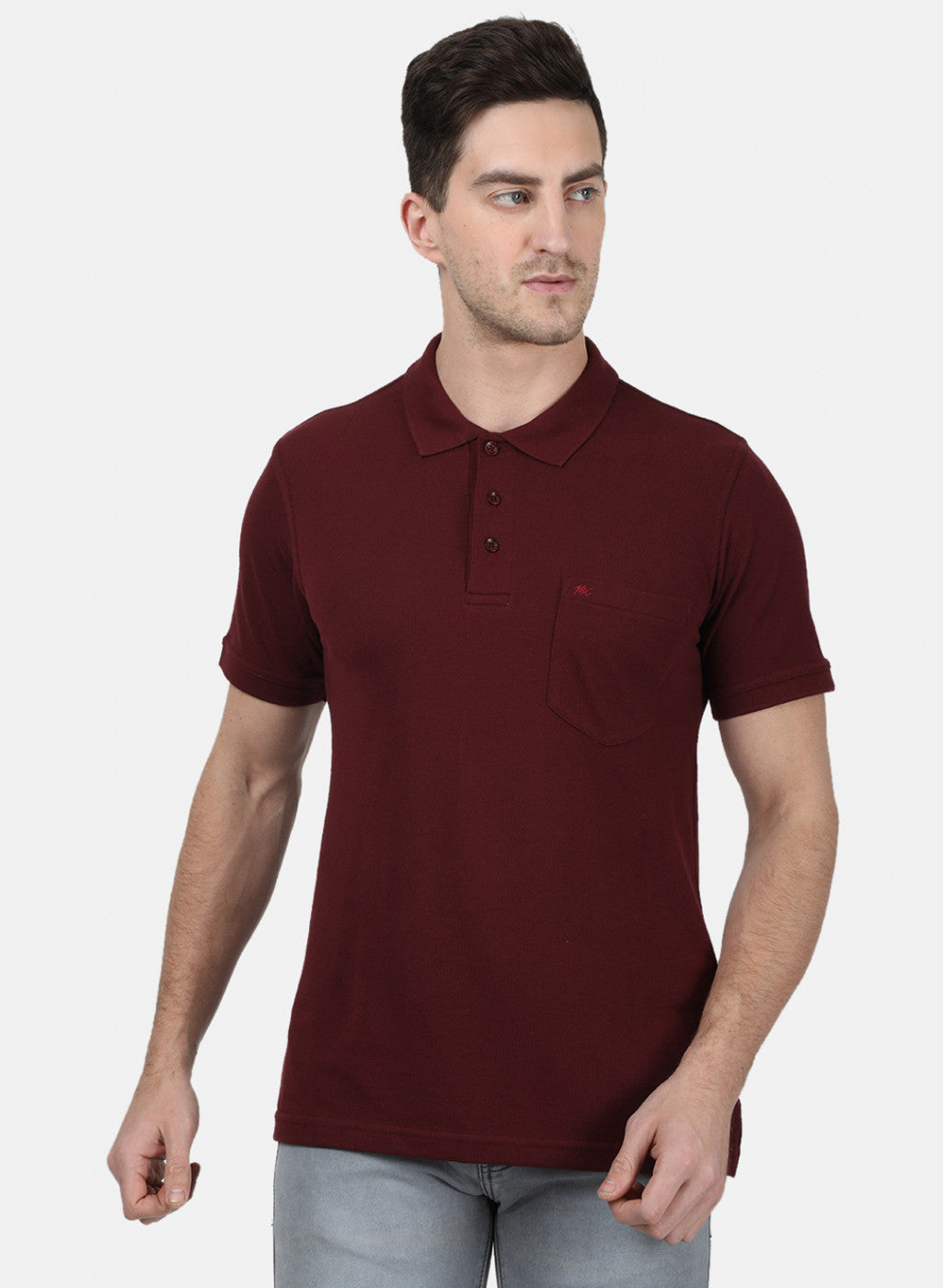 Mens Maroon Plain T-Shirt