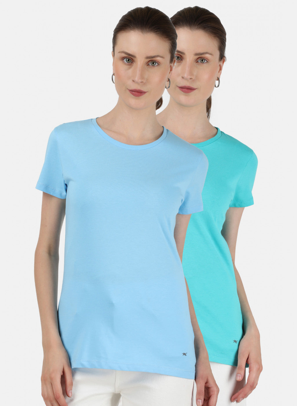 Womens Blue & Sea Green Plain Top 2Pc Set