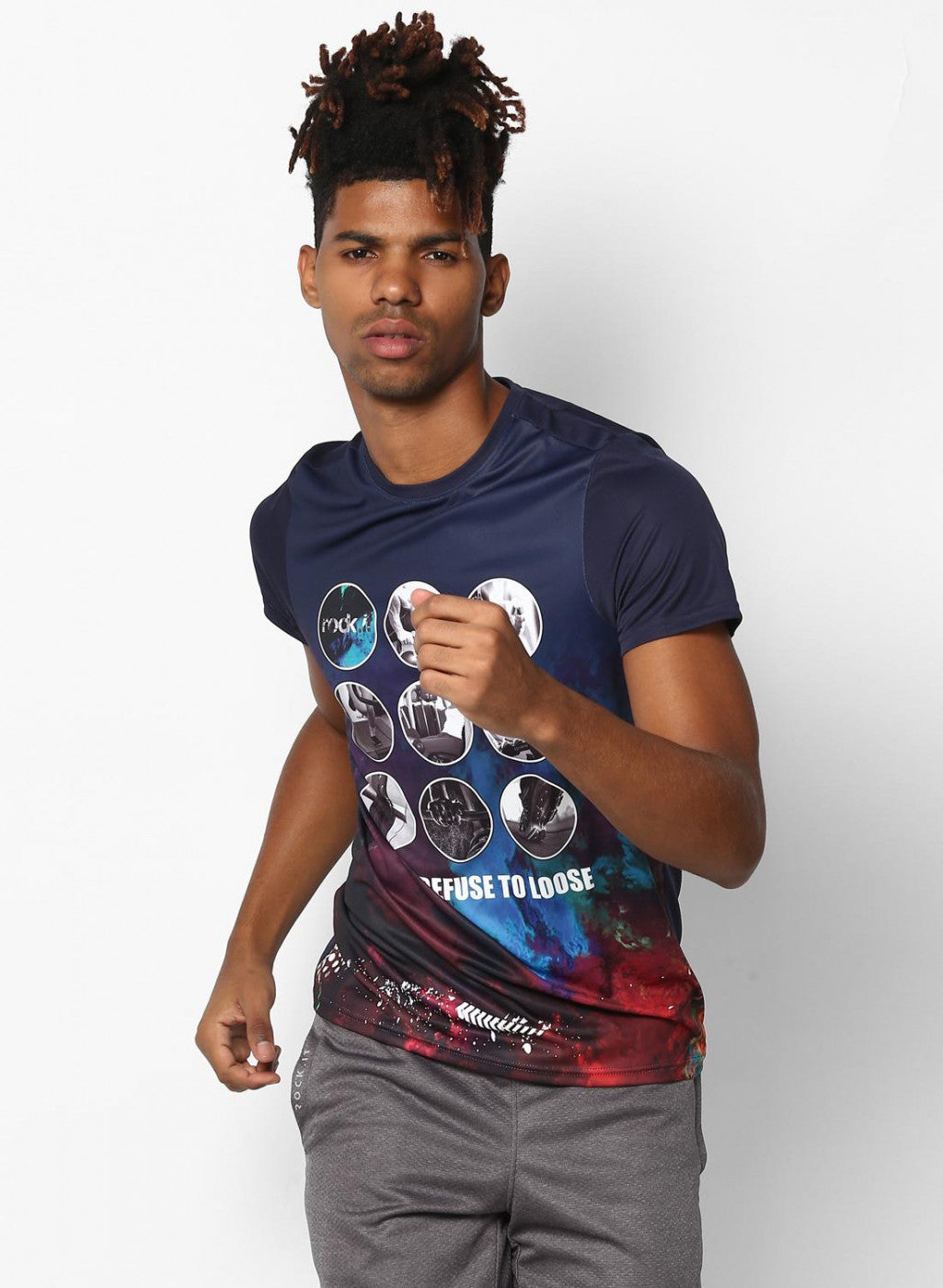 Rock.it Navy Blue Round Neck Smart Fit T-Shirt