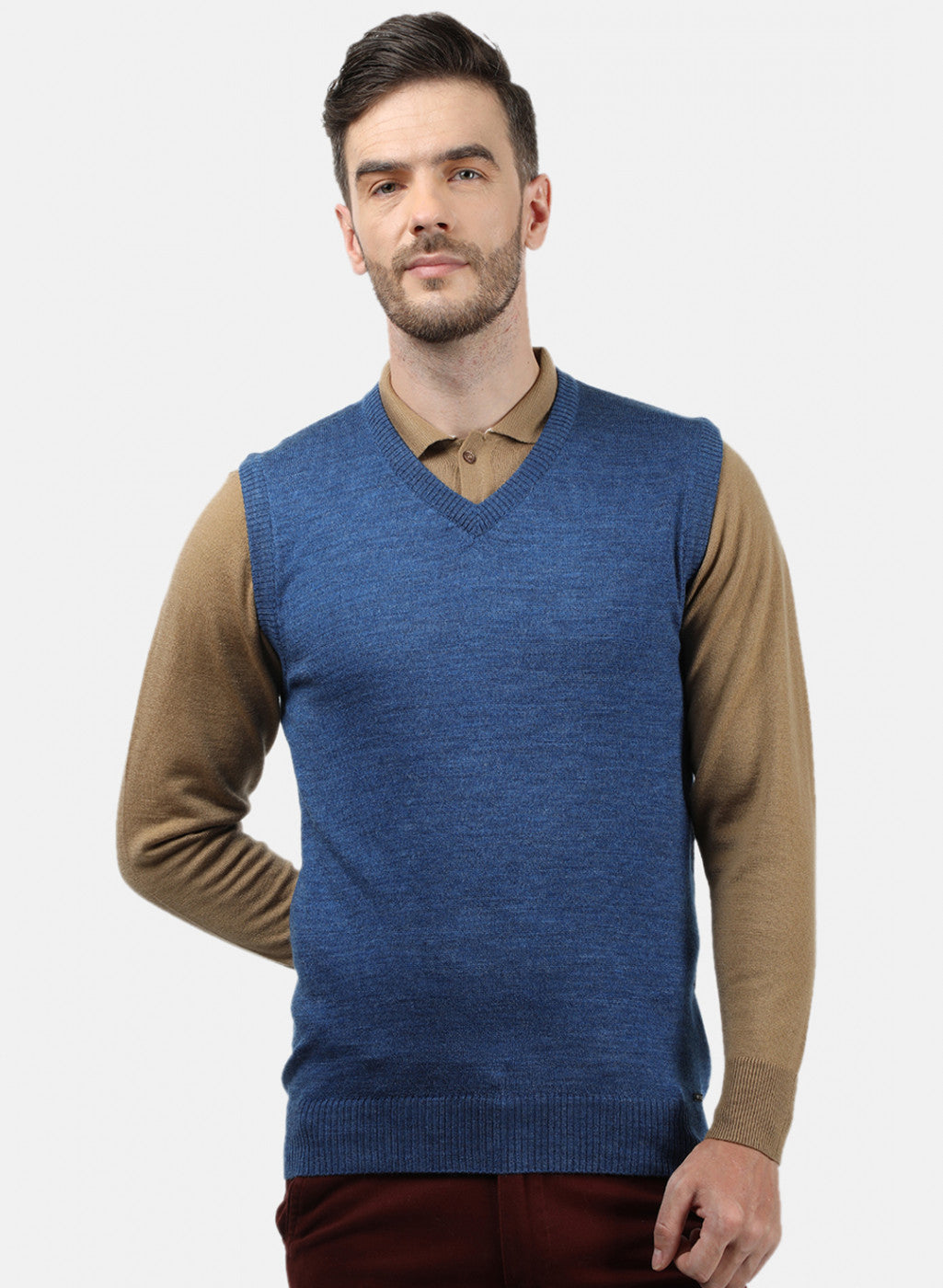 Men Blue Solid Sweater