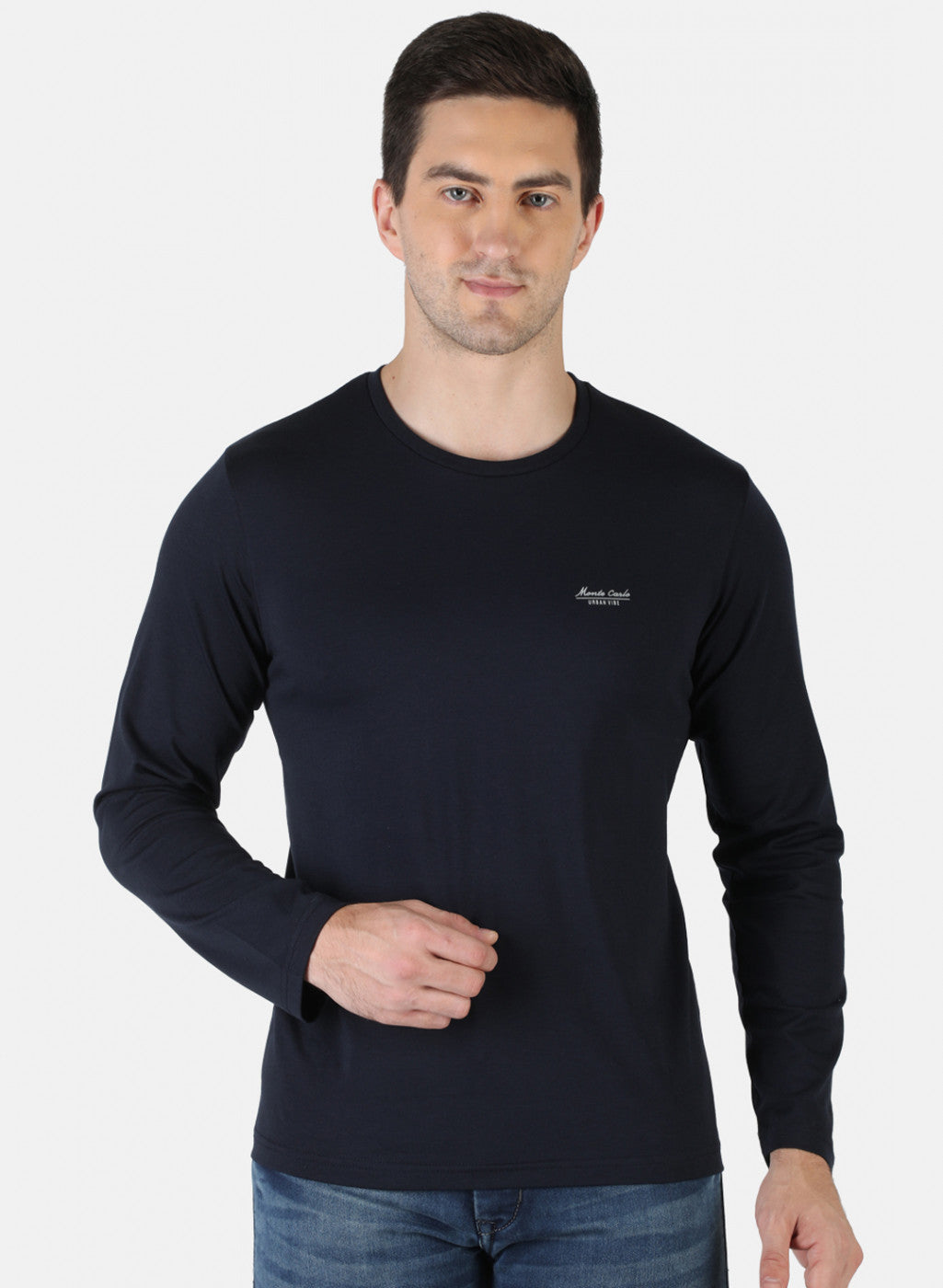 Men NAvy Blue Plain T-Shirt