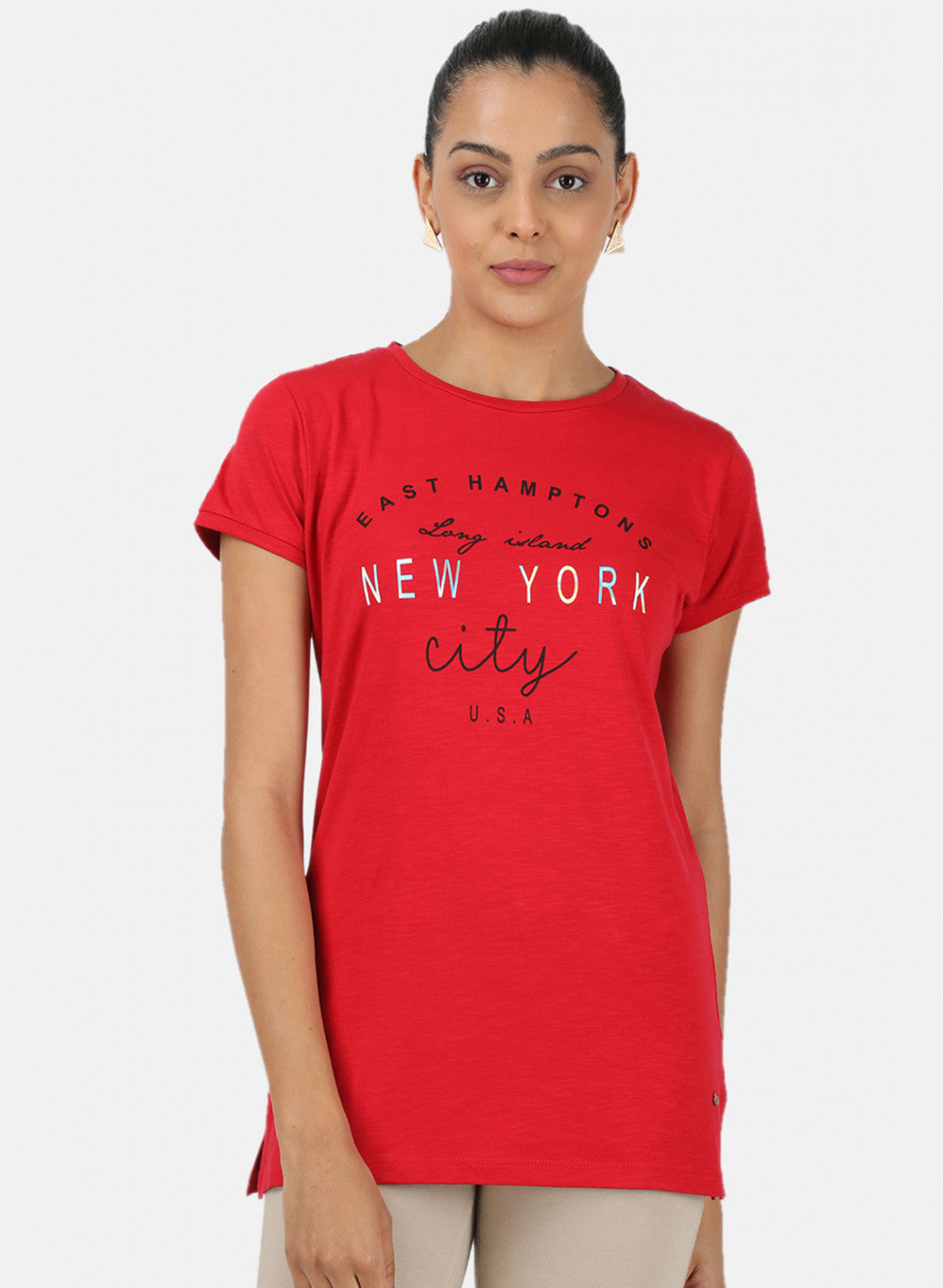 Womens Red Printed Top